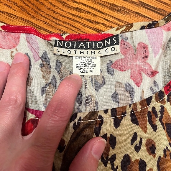 Notations Tan Red Sleeveless Animal/Floral Print Maxi Dress Size M - Picture 7 of 9